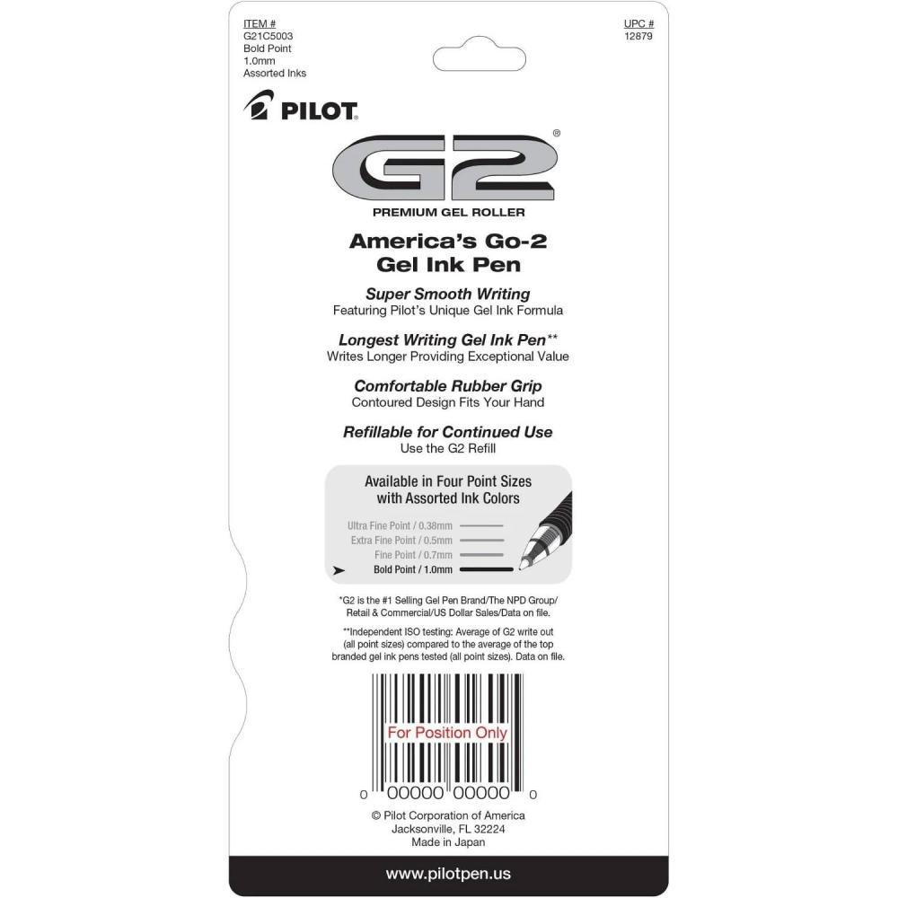 Pilot - G2 Retractable Gel Ink Pens, Bold Point, Assorted Colors - 5 Pack Each - 12 Pack