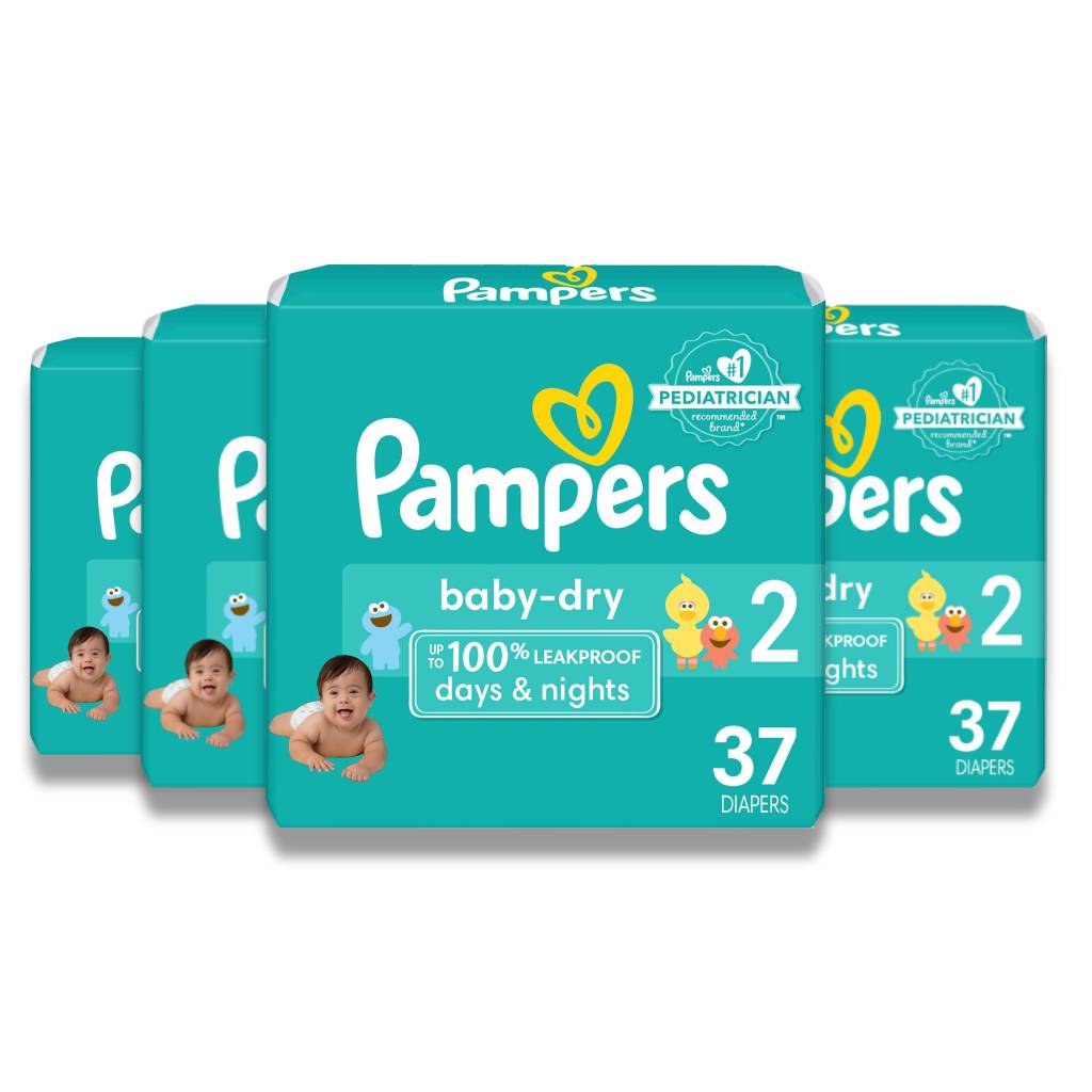 Pampers - Baby Dry Diapers, Jumbo Bag, Size 2 - 37 Ct - 4 Pack
