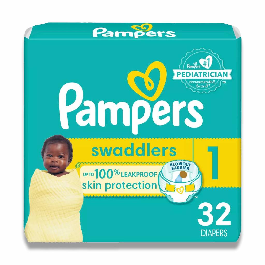 Pampers - Swaddlers Diapers, Size 1 - 32 Ct - 4 Pack