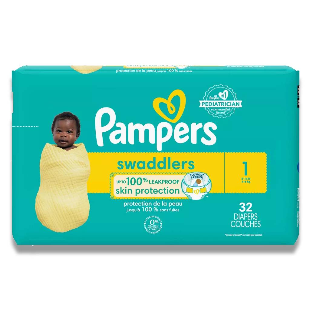 Pampers - Swaddlers Diapers, Size 1 - 32 Ct - 4 Pack