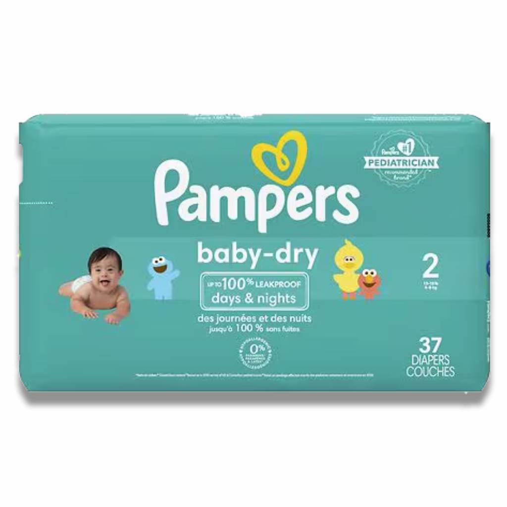 Pampers - Baby Dry Diapers, Jumbo Bag, Size 2 - 37 Ct - 4 Pack