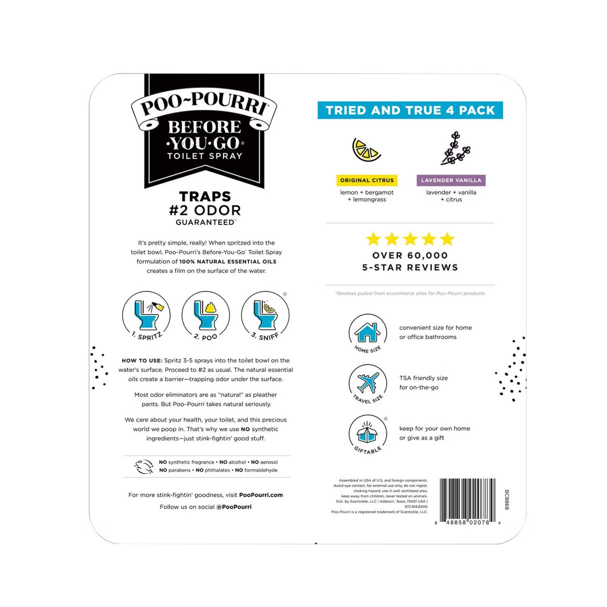 Poo Pourri - Tried and True - 2 of 3.4 oz &  2 of 1 oz - 4 Count