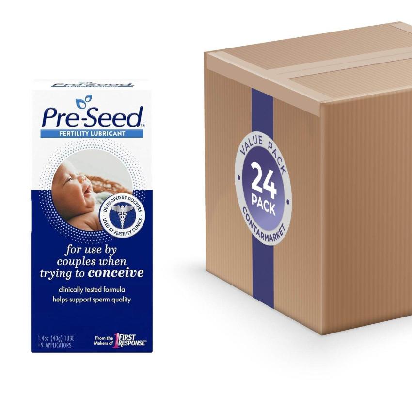 Pre-Seed - Fertility Lubricant, for Use by Couples Trying to Conceive - 1.4 Oz Tube - 9 Applicators Each - 24 Pack