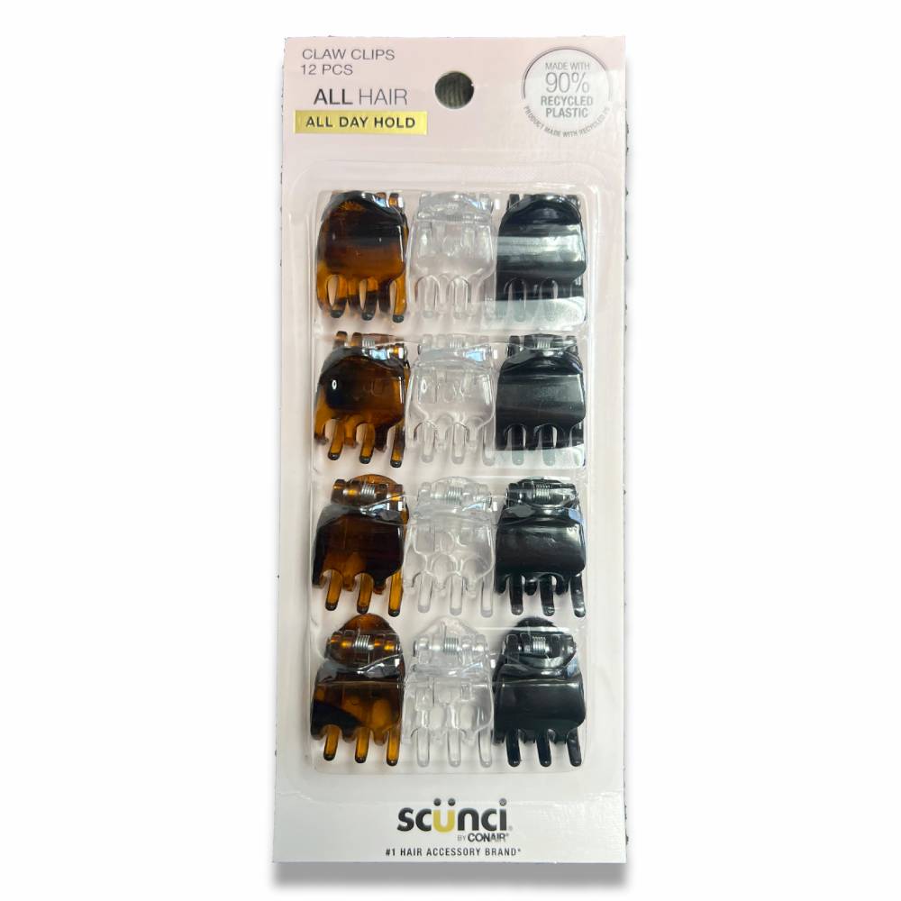 Scunci - Mini Hair Jaw Clips, Assorted Colors, 12 Ct - 48 Pack