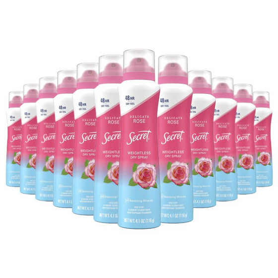 Secret - Dry Spray Antiperspirant Deodorant for Women, Wild Rose & Argan Oil Scent - 4.1 Oz - 12 Pack | Secret - member5%