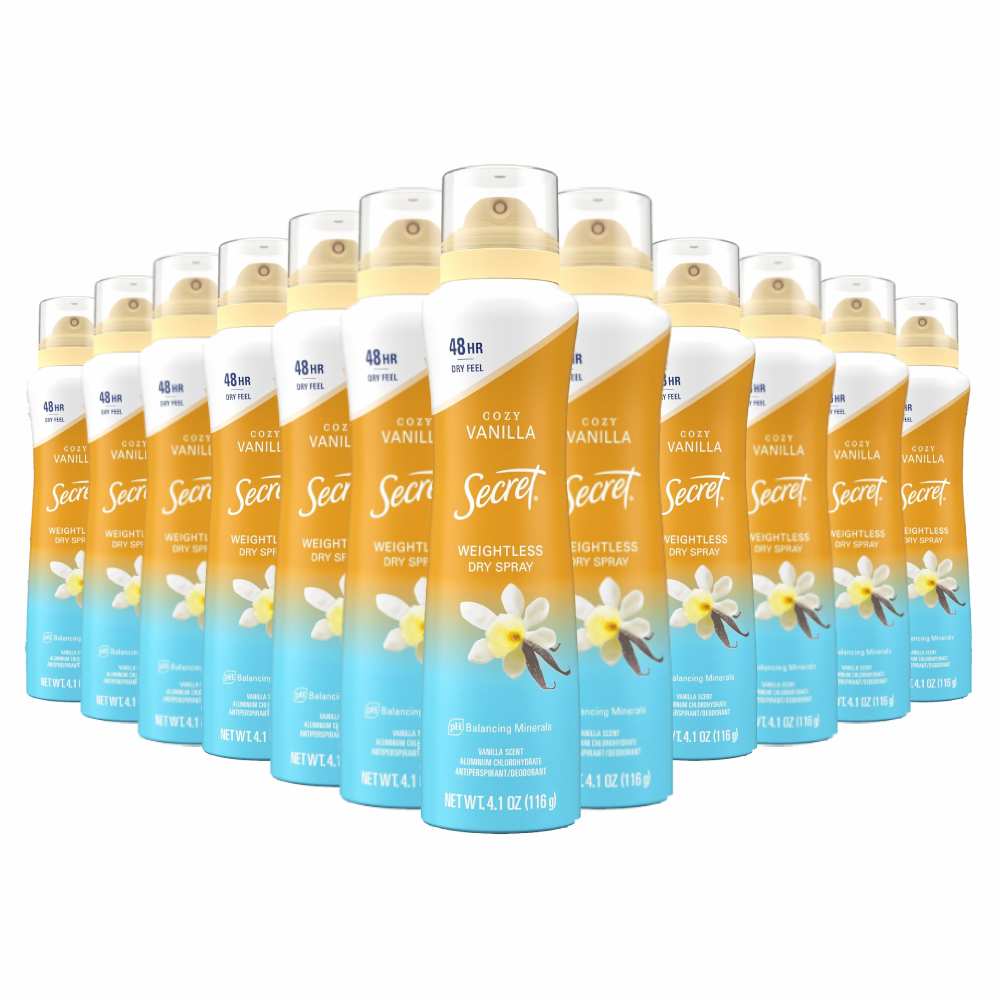 Secret - Dry Spray Antiperspirant Deodorant Vanilla And Argan Oil - 4.1 Oz - 12 Pack