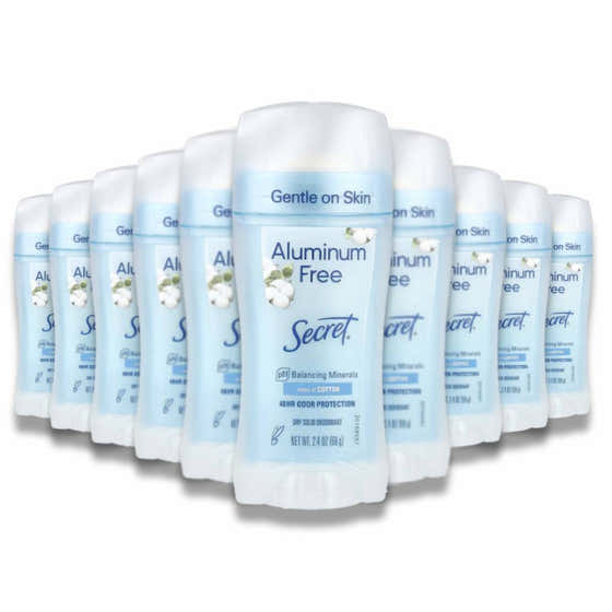 Secret - Deodorant Aluminum Free for Women, 48hr Odor Protection, Cotton Scent - 2.4 Oz - 12 Pack | Secret - Secret