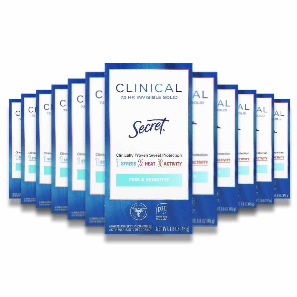 Secret Clinical Strength Soft Solid Antiperspirant & Deodorant, Free & Sensitive - 1.6 Oz - 240 Pack