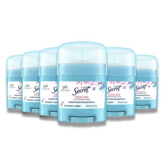 Secret - Invisible Solid Anti-Perspirant & Deodorant, Powder Fresh - 0.50 Oz  - 6 Pack - Open Box - | Secret - Open Box