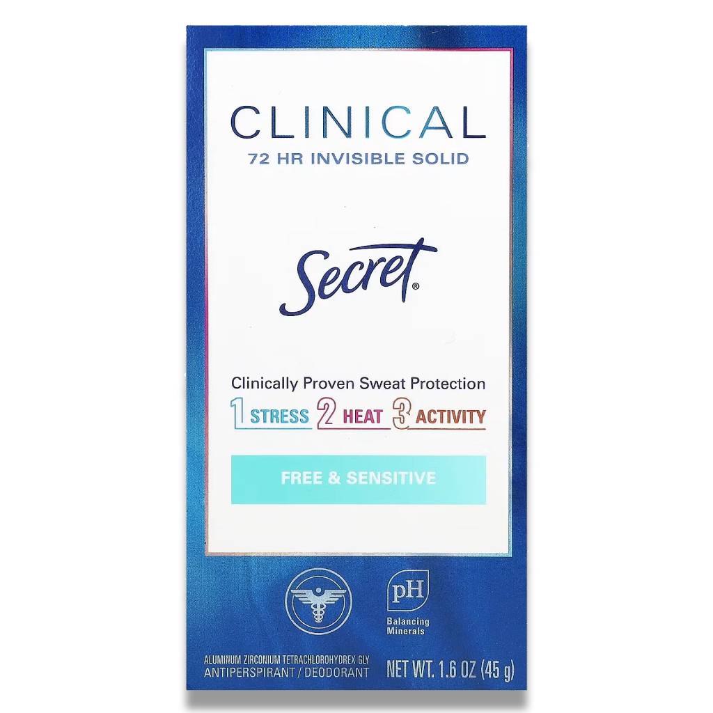 Secret Clinical Strength Soft Solid Antiperspirant & Deodorant, Free & Sensitive - 1.6 Oz - 240 Pack