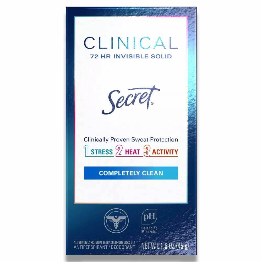 Secret - Clinical Strength Invisible Solid Completely Clean Antiperspirant & Deodorant 1.6 Oz - 12 Pack