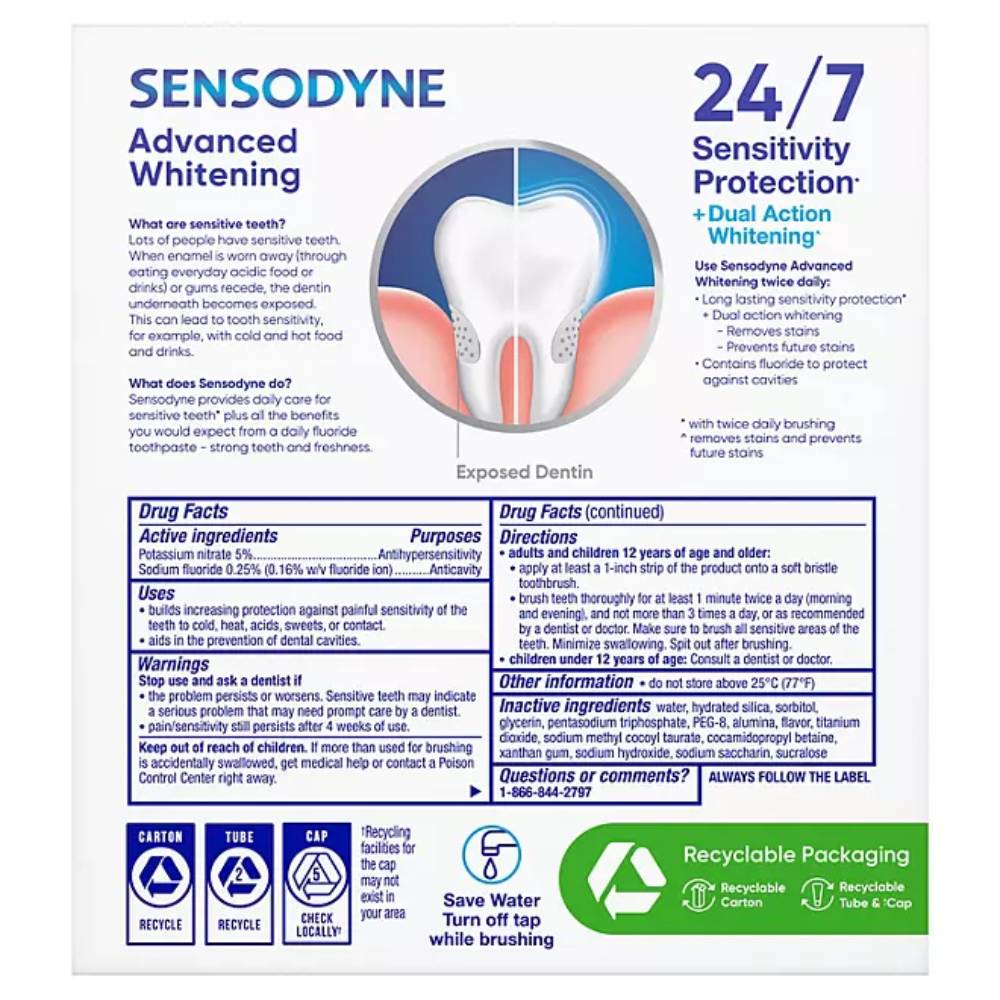 Sensodyne - Extra Whitening Toothpaste - 6.5 Oz - 4 Pack