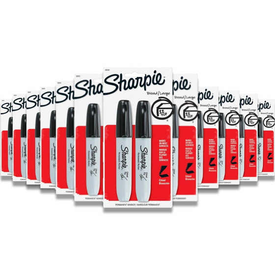Sharpie - Permanent Marker Chisel Tip Broad Black - Pack of Two - 48 Pack | Sharpie - School & Office Supplies - Whole...