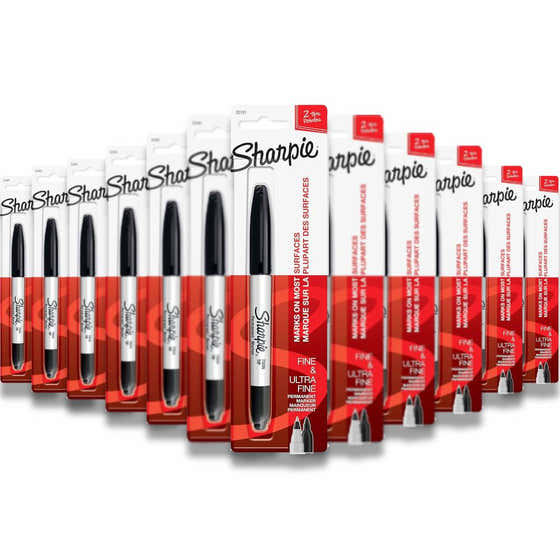 Sharpie - Fine/Ultra Fine Twin-Tip Permanent Marker Carded, Black - 48 Pack | Sharpie - member5%