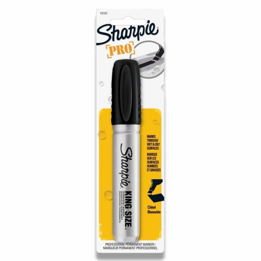 Sharpie - Permanent Marker Chisel Tip Black Durable Aluminum Barrel Carded - 144 Pack