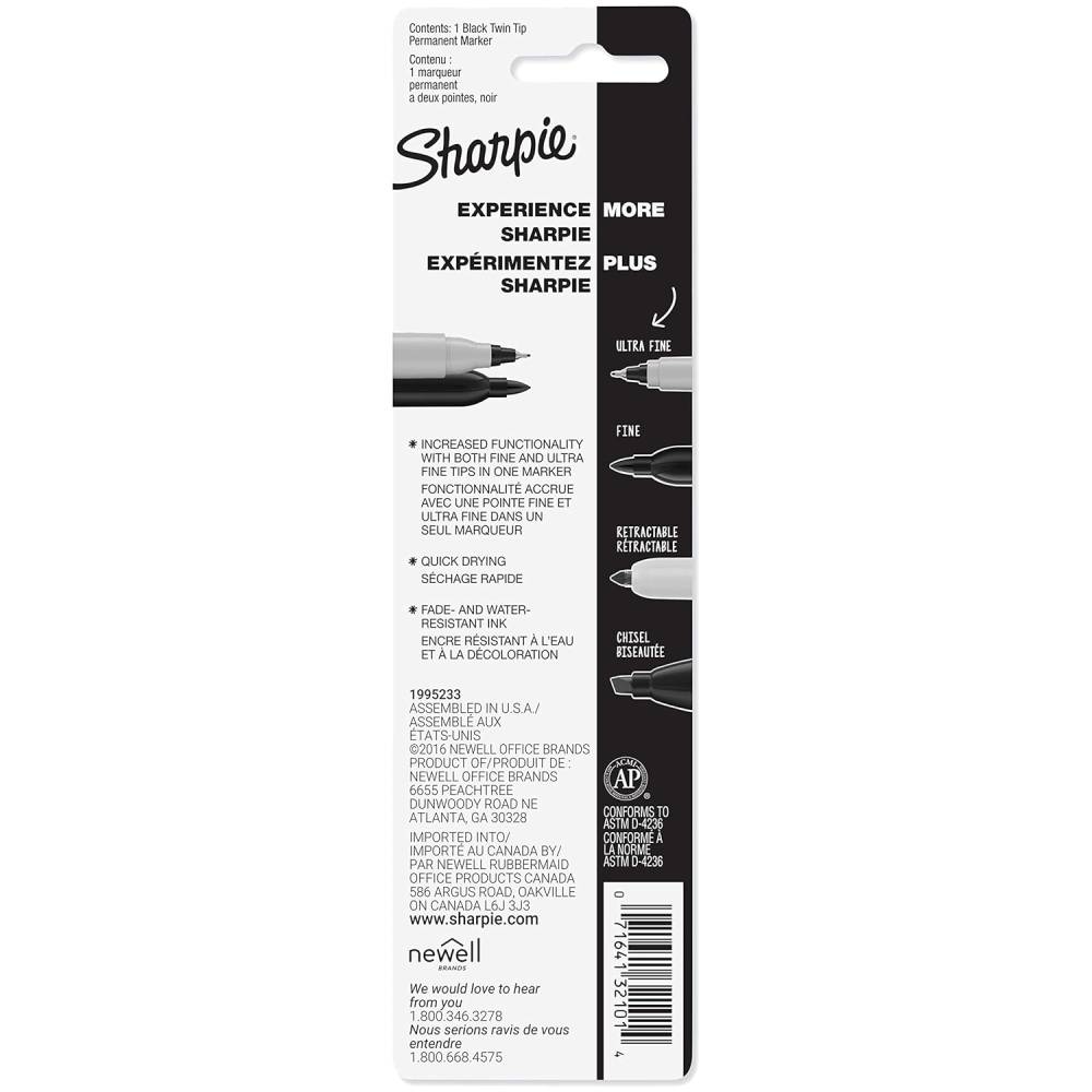 Sharpie - Fine/Ultra Fine Twin-Tip Permanent Marker Carded, Black - 480 Pack