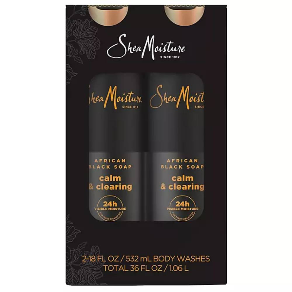 Shea Moisture African Black Soap Calm and Clearing Body Wash - 18 fl Oz - 2 Pack