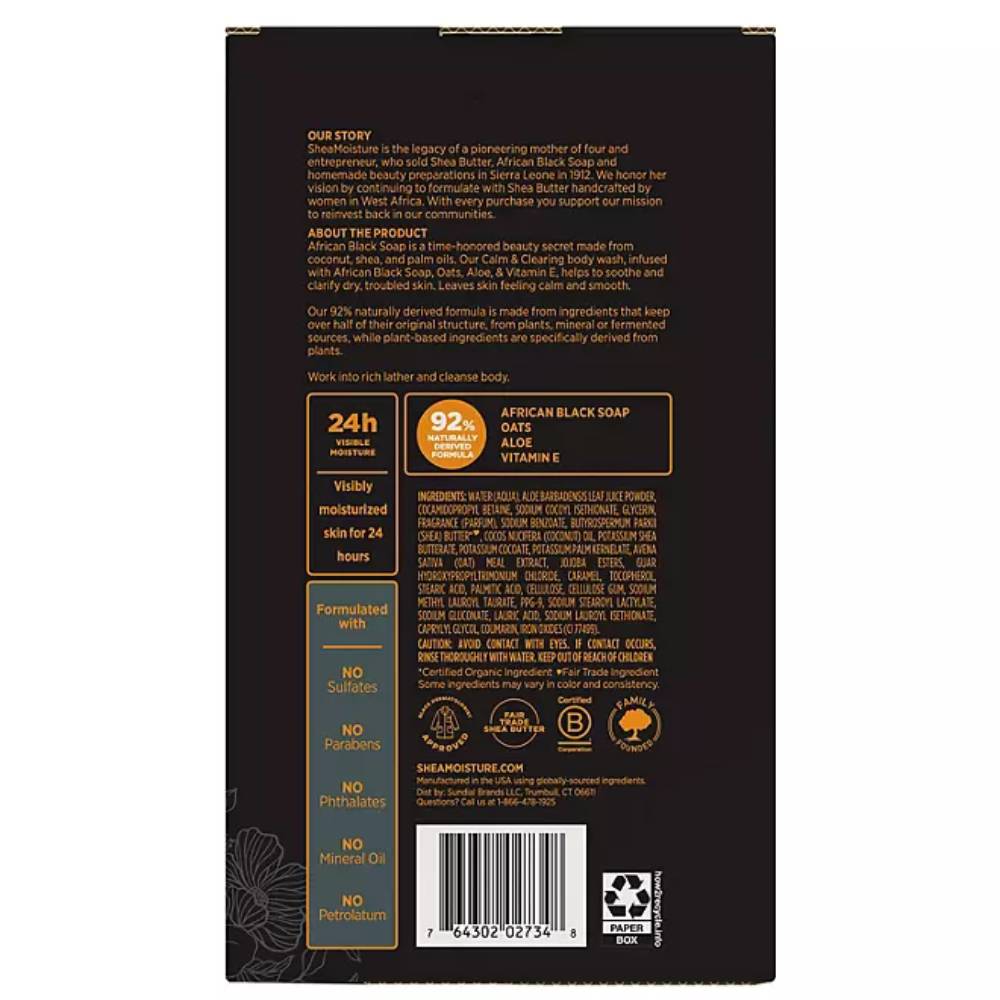 Shea Moisture African Black Soap Calm and Clearing Body Wash - 18 fl Oz - 2 Pack