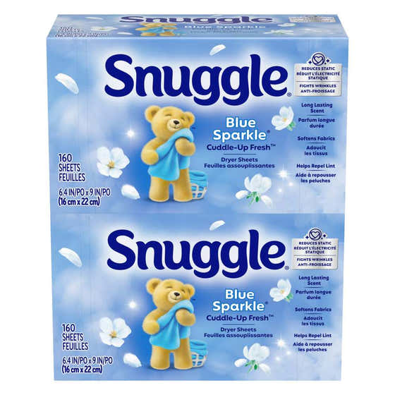 Snuggle - Fabric Softener Dryer Sheets, Blue Sparkle - 320 Count | Snuggle - Laundry