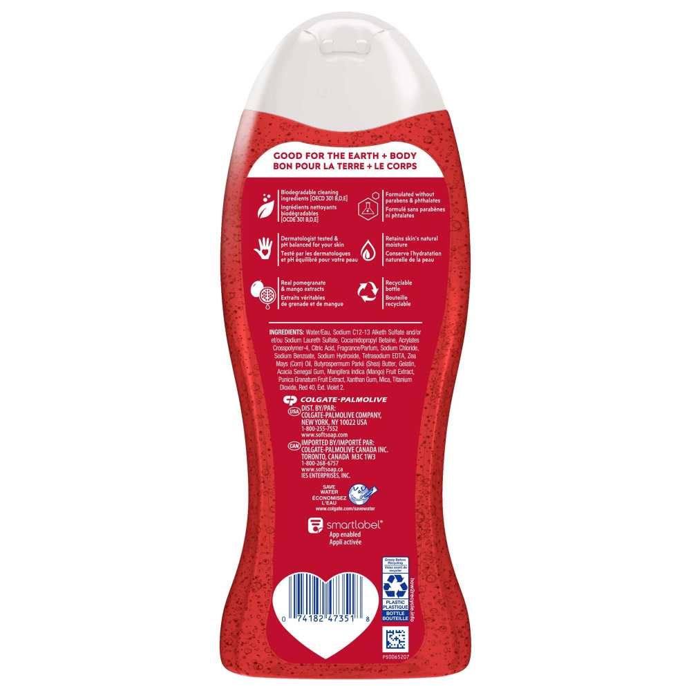 Softsoap - Body Wash, Moisturizing Pomegranate and Mango Spritz Scent - 20 Oz - 4 Pack