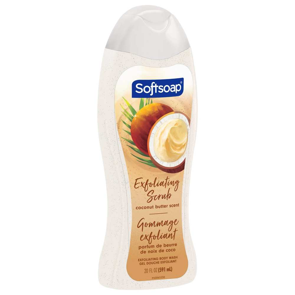Softsoap - Body Wash Exfoliating Scrub, Coconut Butter Scent - 20 Oz - 4 Pack