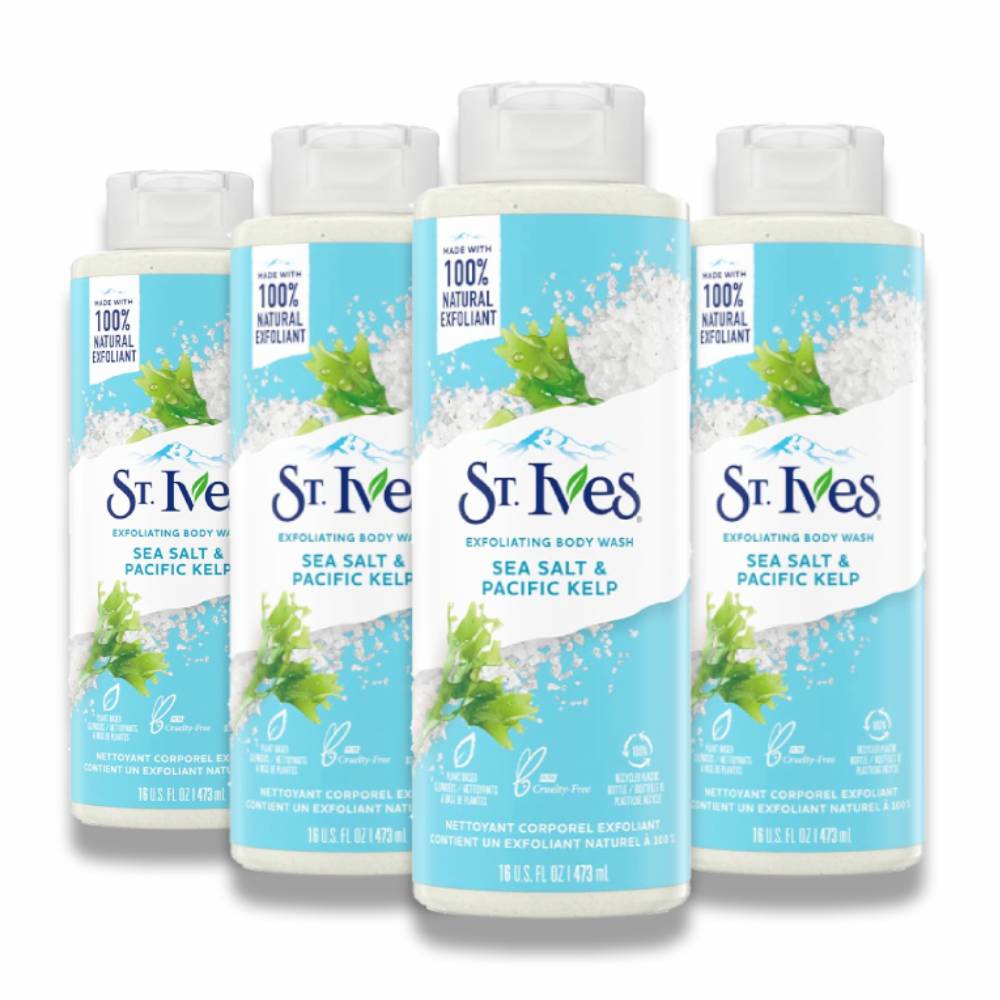 St. Ives - Sea Salt & Pacific Kelp Exfoliating Body Wash - 16 Oz - 4 Pack