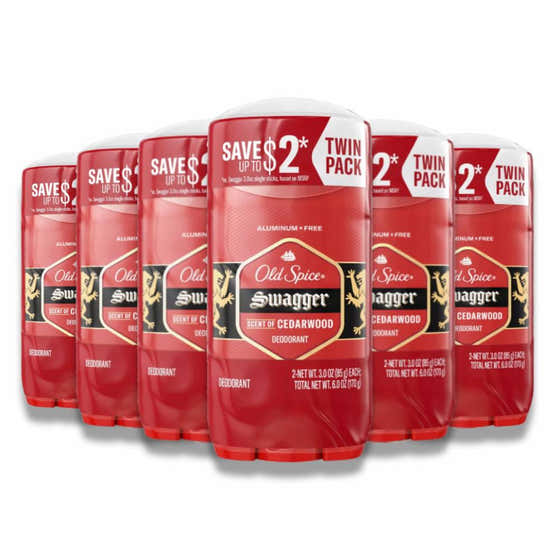 Old Spice - Deodorant for Men, Red Collection Swagger, Twin Pack - 3 Oz - 6 Pack | Old Spice - member5%