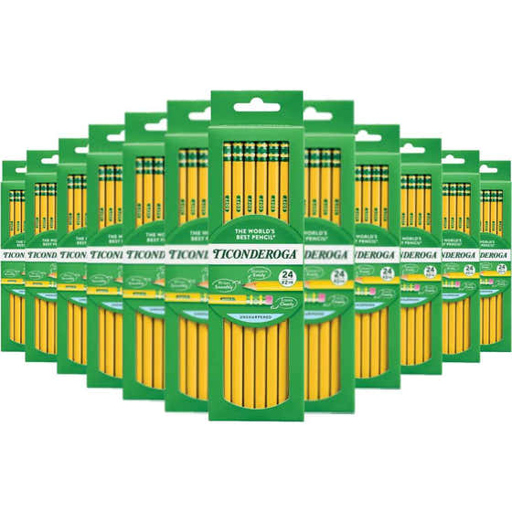 Ticonderoga - #2 Wood Pencils, 2mm, Erasable, Yellow, Kids - 24 Ct - 72 Pack - Multiple packages of Ticonderoga pencils on...