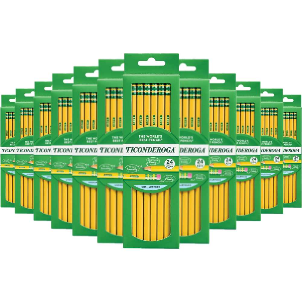 Ticonderoga - #2 Wood Pencils, 2mm, Erasable, Yellow, Kids - 24 Ct - 360 Pack