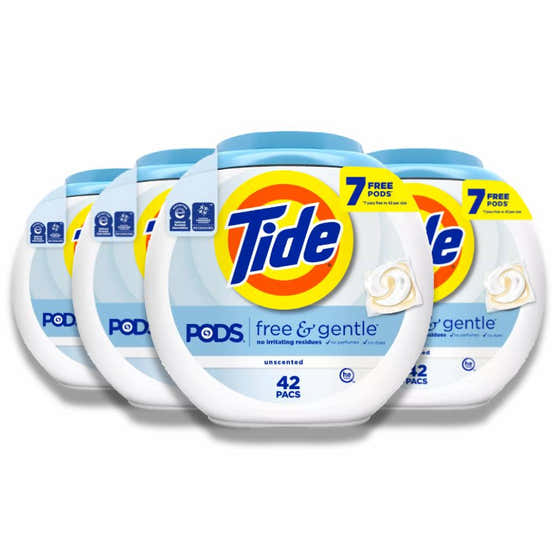 Tide - Pods Free & Gentle HE Laundry Detergent Pacs - 42 Ct - 39 Oz - 4 Pack | Tide - Laundry
