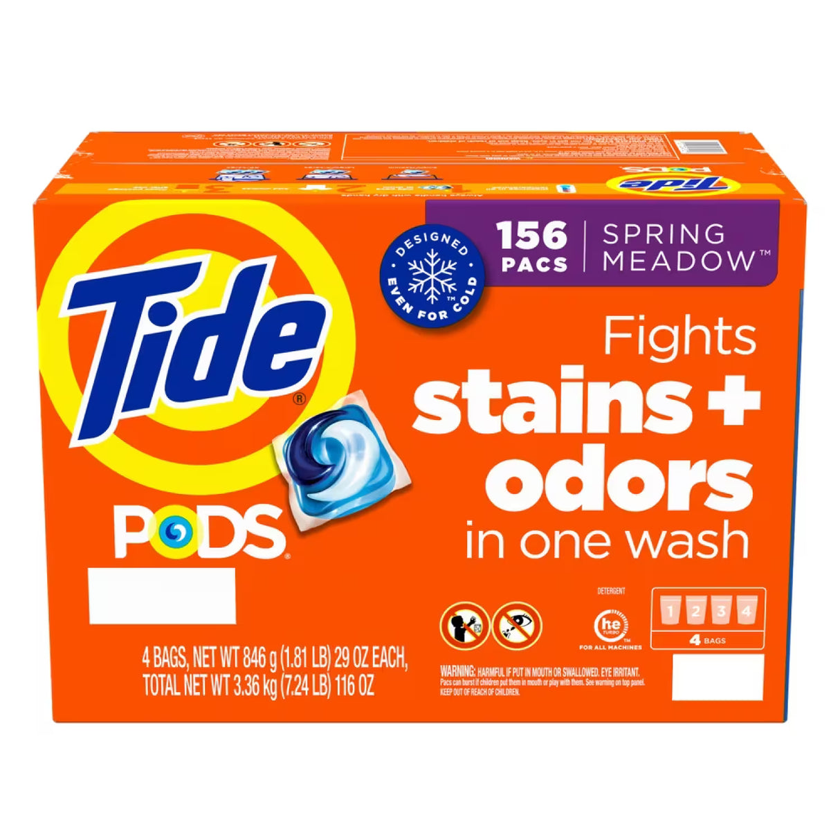 Tide - Pods Liquid Laundry Detergent Pacs, Spring Meadow - 156 Ct