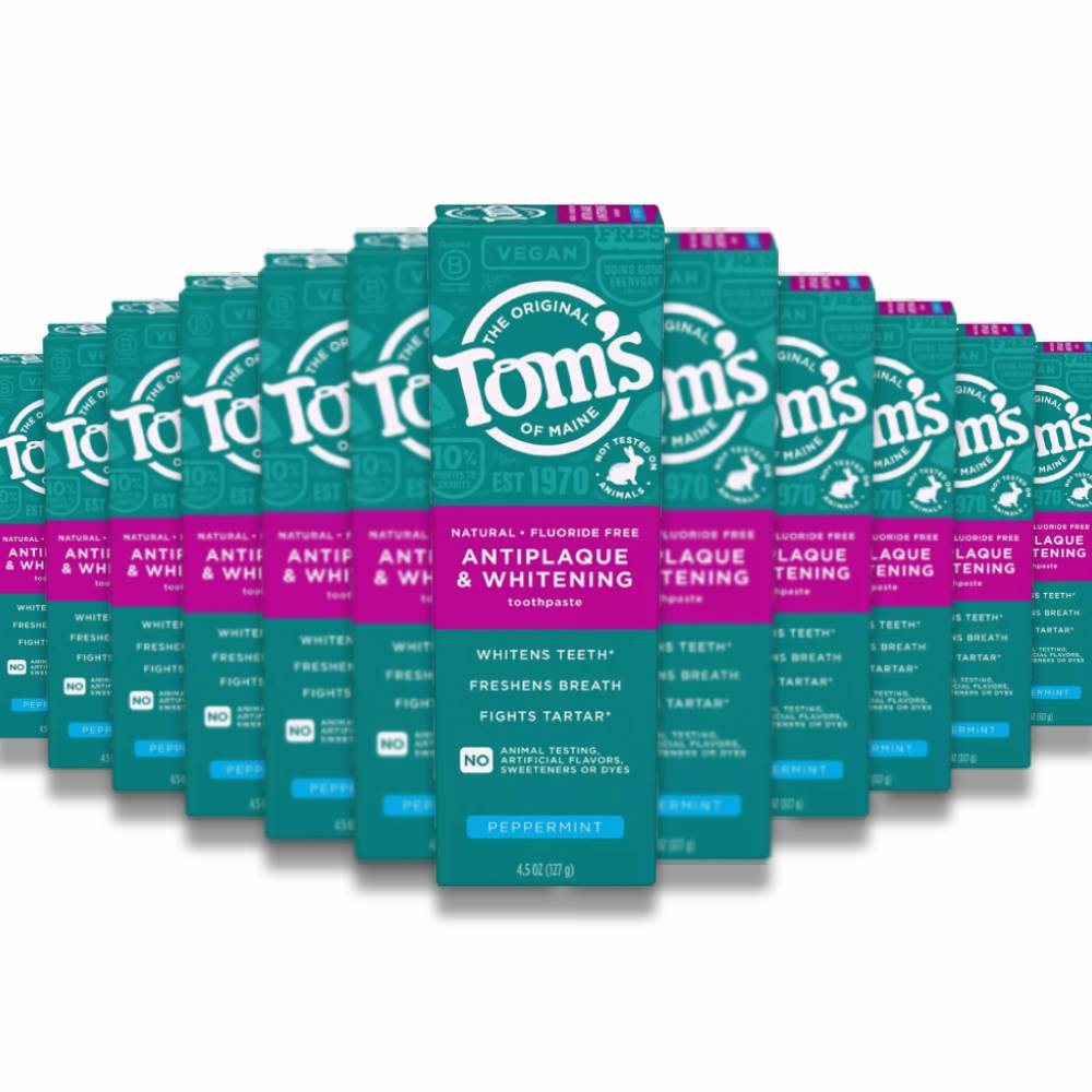 Tom's of Maine - Antiplaque and Whitening Natural Toothpaste, Peppermint Flavor - 4.5 Oz - 24 Pack