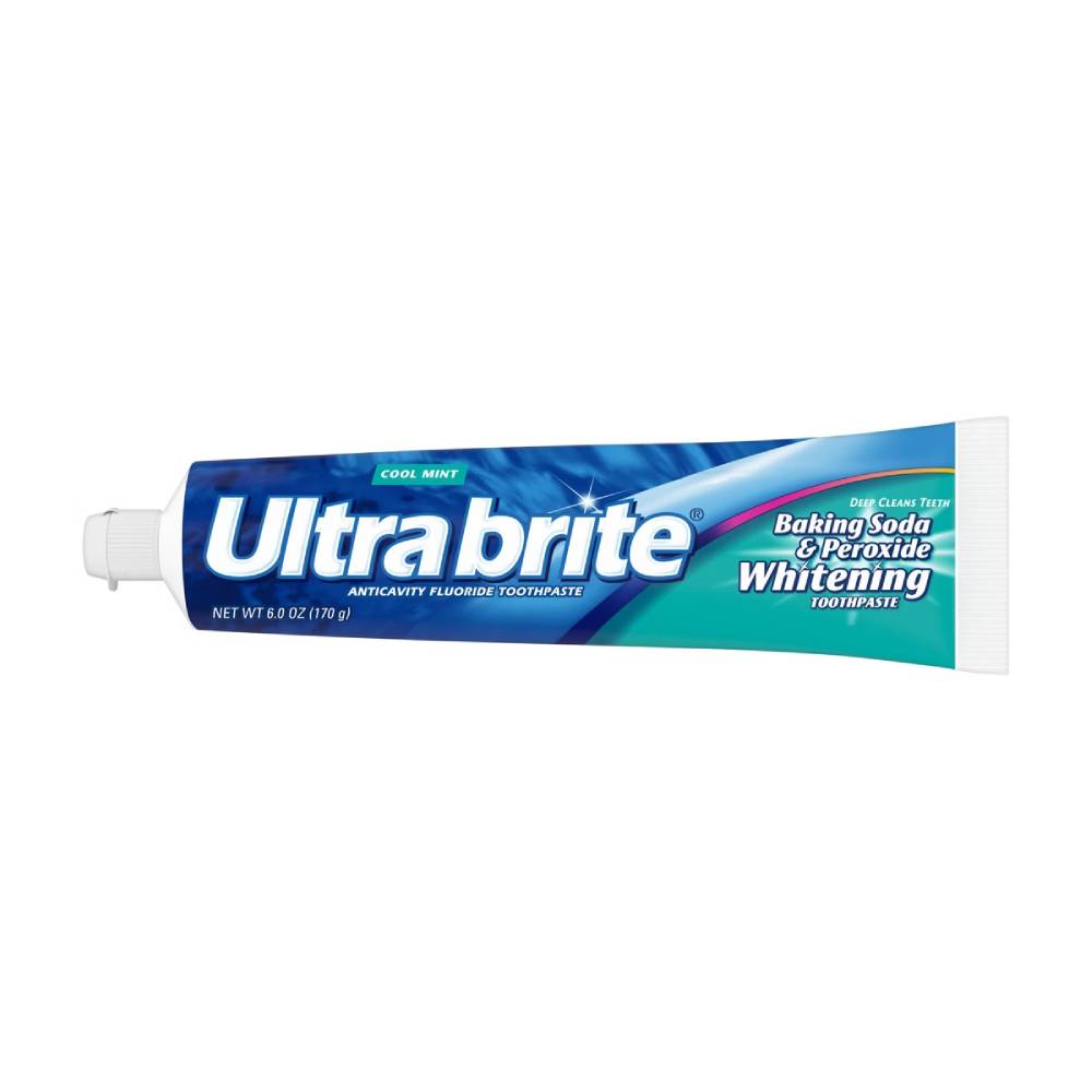 Ultra Brite - Baking Soda and Peroxide Whitening Toothpaste, Cool Mint - 6 Oz - 24 Pack