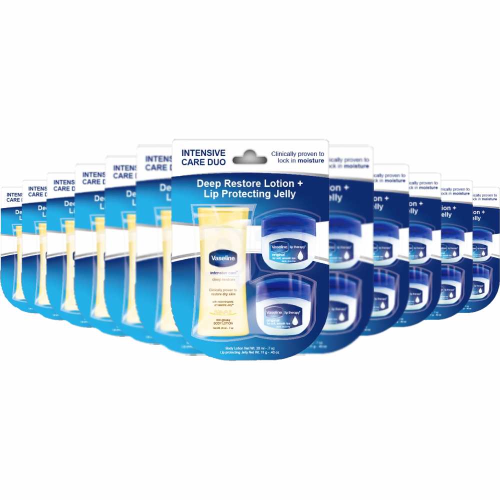 Vaseline - Intensive Care Duo, Deep restore Lotion + Lip Protecting Jelly - 0.9 Oz - 48 Pack