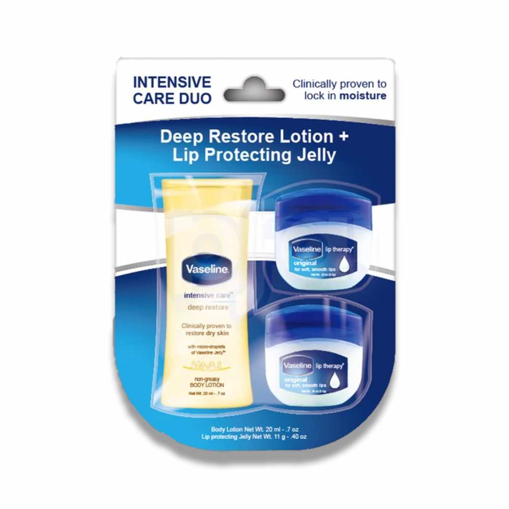 Vaseline - Intensive Care Duo, Deep restore Lotion + Lip Protecting Jelly - 0.9 Oz - 48 Pack
