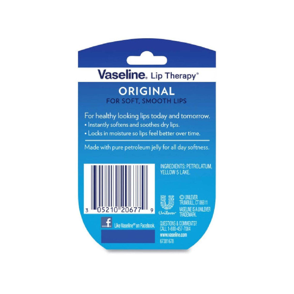 Vaseline Lip Therapy Fragrance free Original 0.25 oz -32 Pack - Travel Size