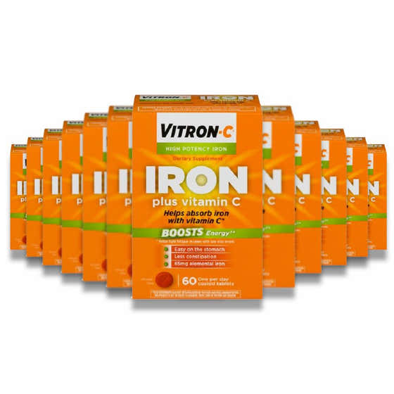 Vitron-C - High Potency Iron Plus Vitamin C Tablets - 60 Count - 12 Pack | Vitron-C - Nutrition Supplements Wholesale