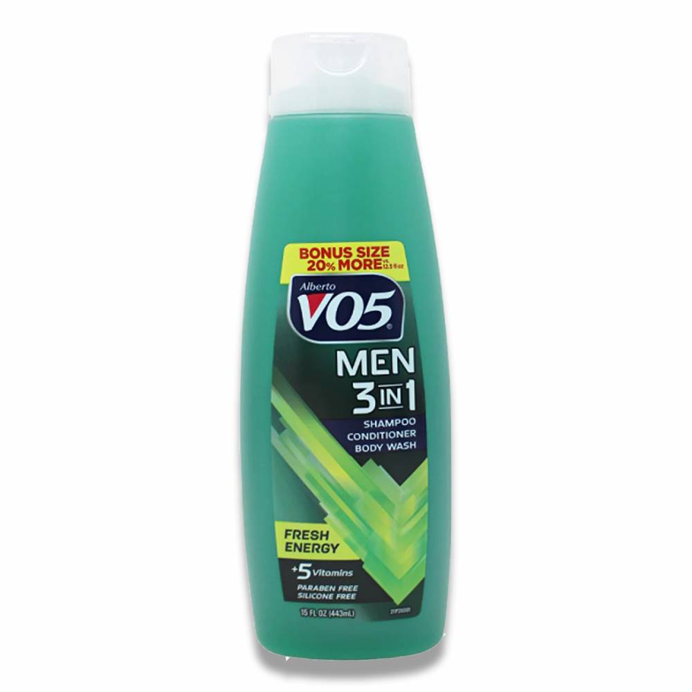 VO5 - 3 in 1 Shampoo, Conditioner & Body Wash for Men, Fresh Energy - 15 Oz - 6 Pack - 100 cases pallet