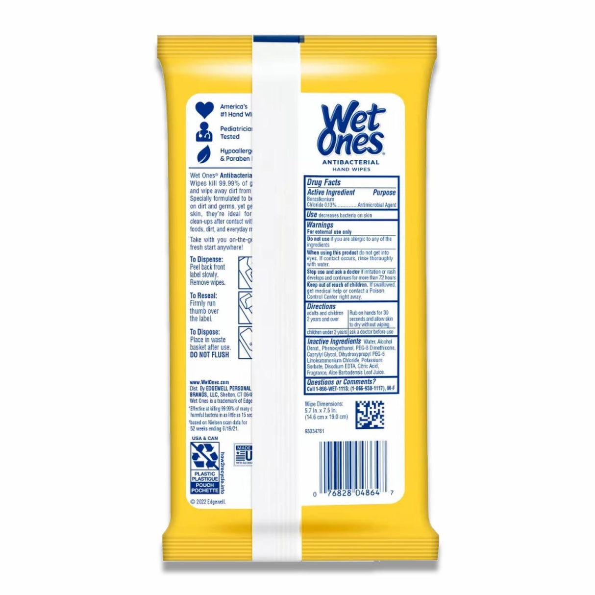 Wet Ones - Antibacterial Hand Wipes Travel Pack Tropical Splash 20 Ct - 10 Pack