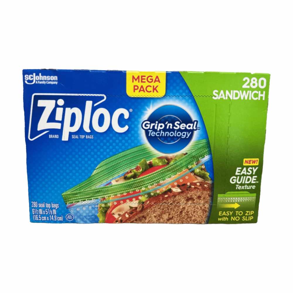 Ziploc - Mega Sandwich Bags with New Grip 'n Seal Technology - 280 Ct - 9 Pack