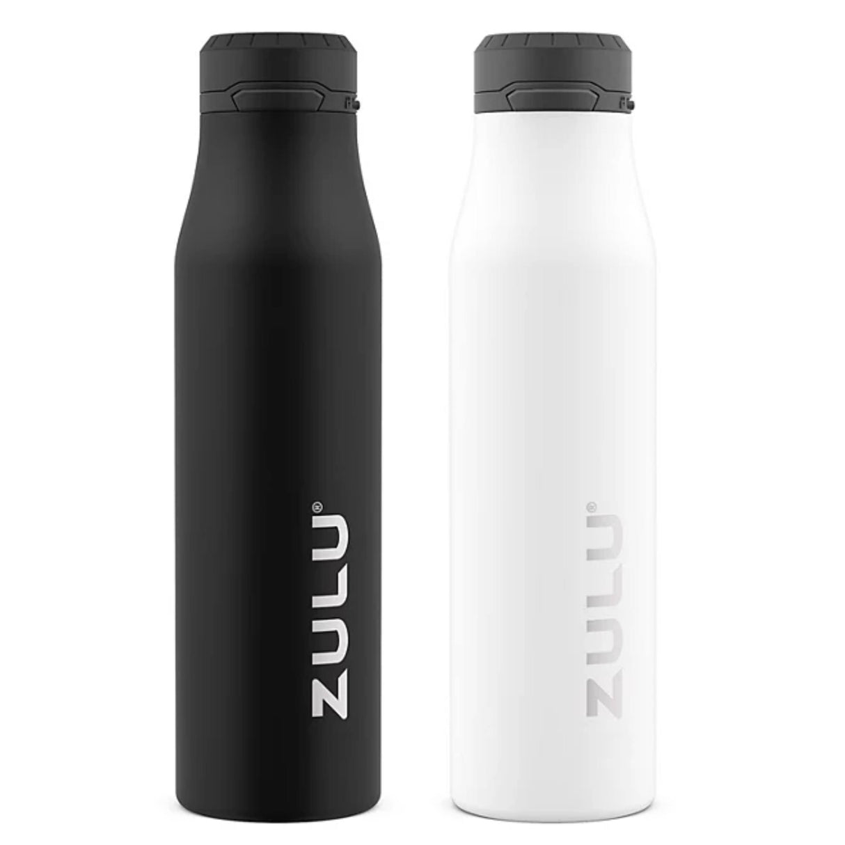 ZULU - Stainless Insulated Water Bottle, Black and White - 26 Oz - 2 Pack