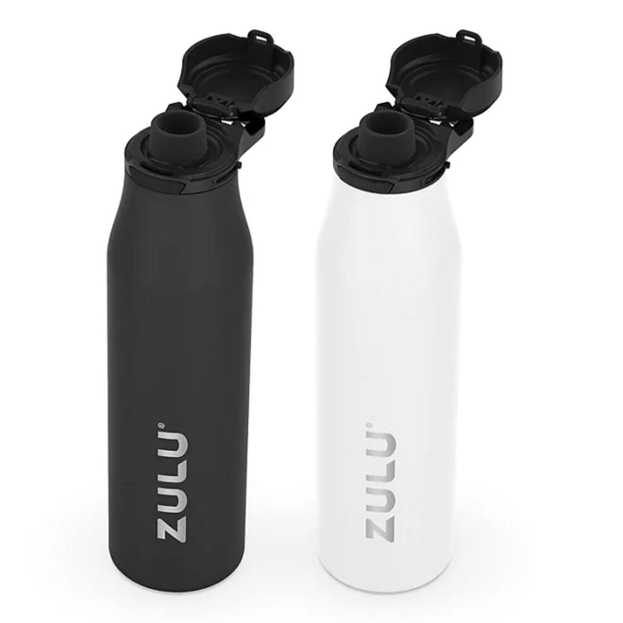 ZULU - Stainless Insulated Water Bottle, Black and White - 26 Oz - 2 Pack