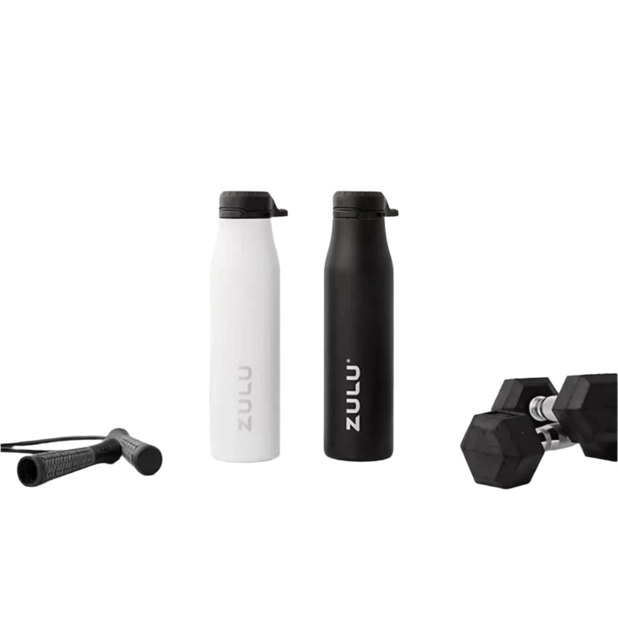 ZULU - Stainless Insulated Water Bottle, Black and White - 26 Oz - 2 Pack