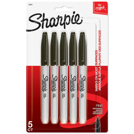 Sharpie Fine Permanent Marker, Black (5 ct.) | Sharpie - Office Supplies Pack