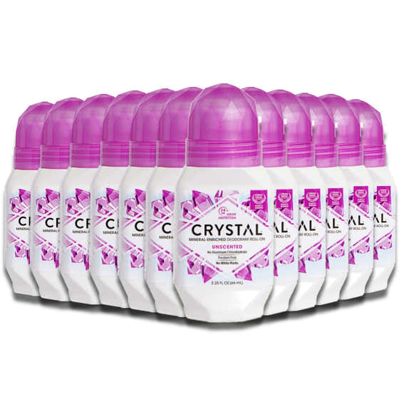 Crystal  Mineral Deodorant Roll On Unscented 2.25 oz - 12 Pack | Crystal - Deodorants & Antiperspirants
