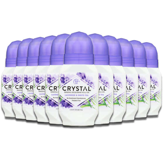 Crystal Mineral Deodorant Roll On Lavender & White Tea 2.25 oz - 12 Pack | Crystal - Deodorants & Antiperspirants