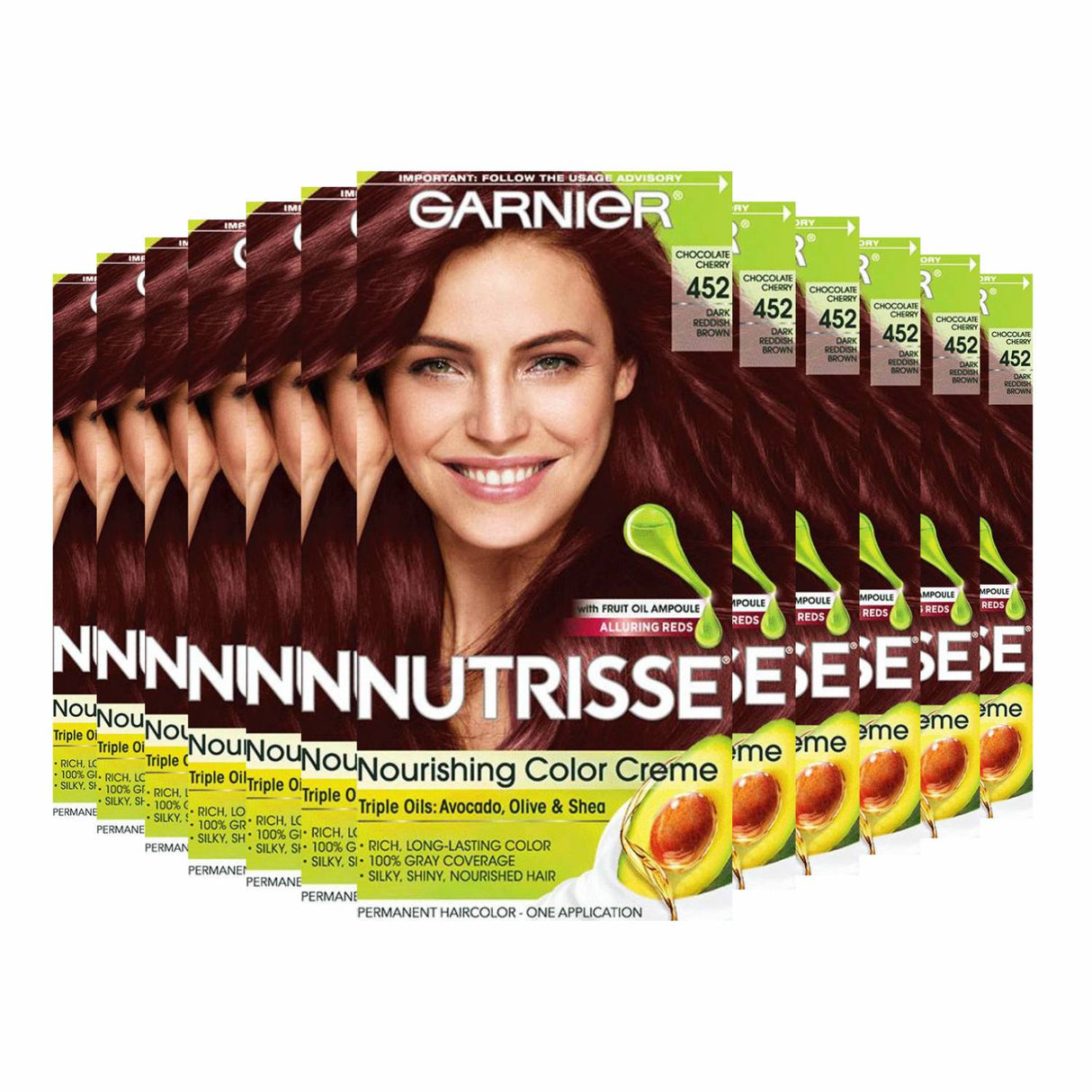 Garnier Nutrisse Nourishing Color Creme - Dark Reddish Brown (452) - 12 Pack