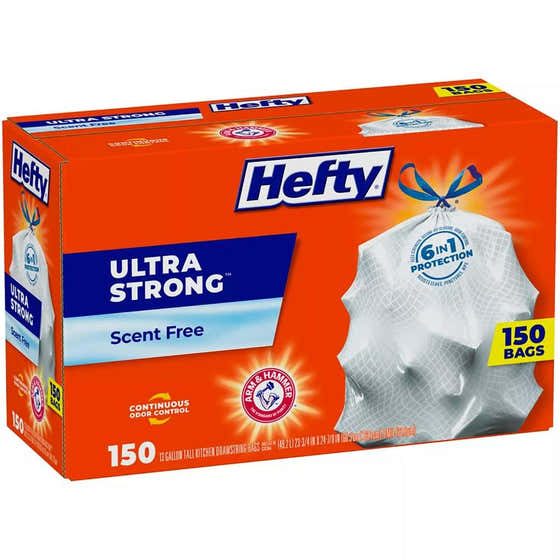 Hefty Ultra Strong 13-Gallon Kitchen Drawstring Trash Bags - 150 Ct | Hefty - Household Pack