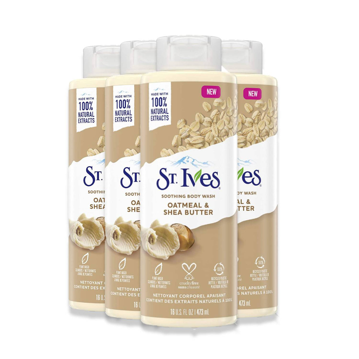 St. Ives Soothing Body Wash Moisturizing Cleanser Oatmeal & Shea Butter 16 oz- 4 Pack