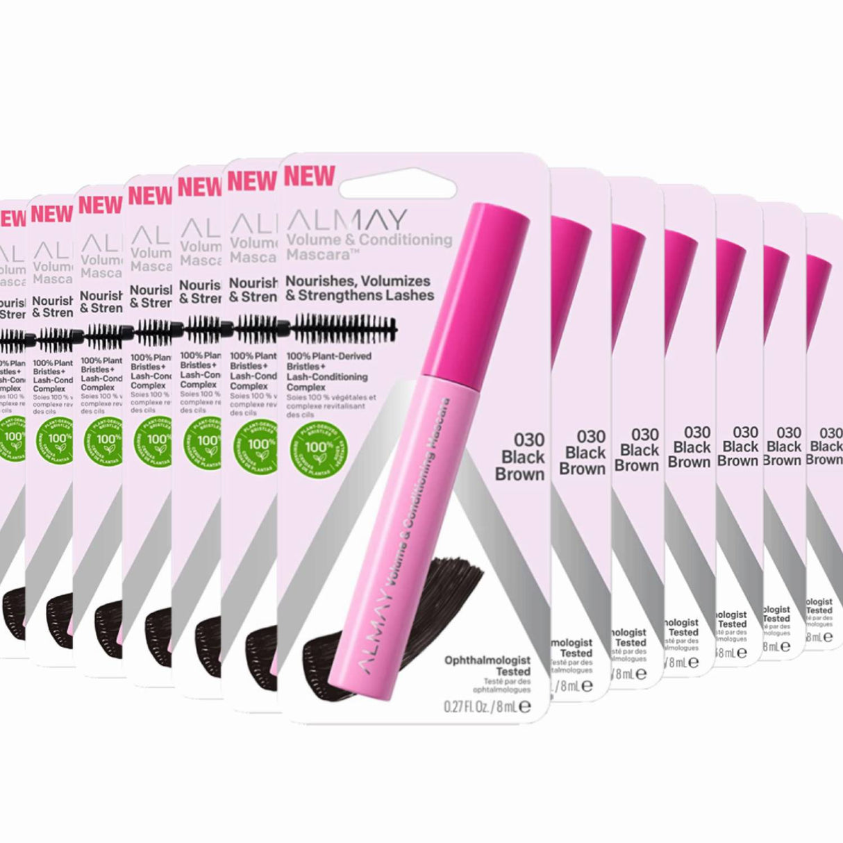 Almay Volume & Conditioning Mascara, Hydrating All Day Wear, 30 Black Brown, 0.27 fl oz. - 24 Pack